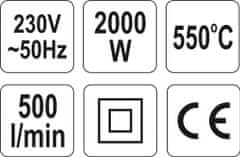 YATO Pistole opalovací 2000 W s příslušenstvím