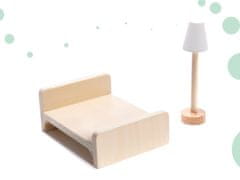 InnoVibe Boho dřevěný domeček pro panenky s nábytkem a LED osvětlením - 62 cm