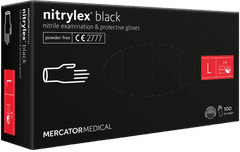 MERCATOR MEDICAL NITRYLEX Jednorázové nitrilové zdravotnické rukavice černé 100 ks velikost L