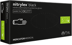 MERCATOR MEDICAL NITRYLEX Jednorázové nitrilové zdravotnické rukavice černé 100 ks velikost S