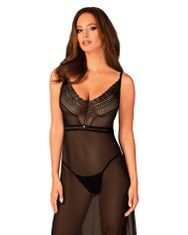 Obsessive Elegantní košilka Estiqua long chemise - Obsessive černá XS/S