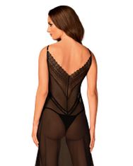 Obsessive Elegantní košilka Estiqua long chemise - Obsessive černá XS/S