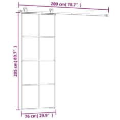 Greatstore Posuvné dveře s kováním 76x205 cm ESG sklo a hliník