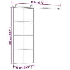 Greatstore Posuvné dveře s kováním 76x205 cm ESG sklo a hliník