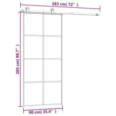 Greatstore Posuvné dveře s kováním 90x205 cm ESG sklo a hliník