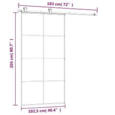 Greatstore Posuvné dveře s kováním 102,5 x 205 cm ESG sklo a hliník