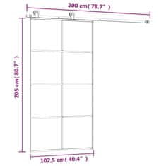 Vidaxl Posuvné dveře s kováním 102,5 x 205 cm ESG sklo a hliník