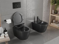 Mexen Carmen závěsná wc mísa včetně sedátka s slow-slim, z duroplastu, černá matná (30880185)