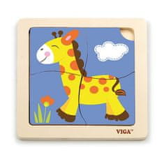 Viga Dřevěné puzzle pro nejmenší 4 ks Žirafa