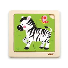 Viga Dřevěné puzzle pro nejmenší Viga 4 ks Zebra