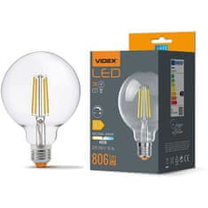 VIDEX Stmívatelná LED žárovka E27 G95 7W = 60W 806lm 4000K Neutrální bílá