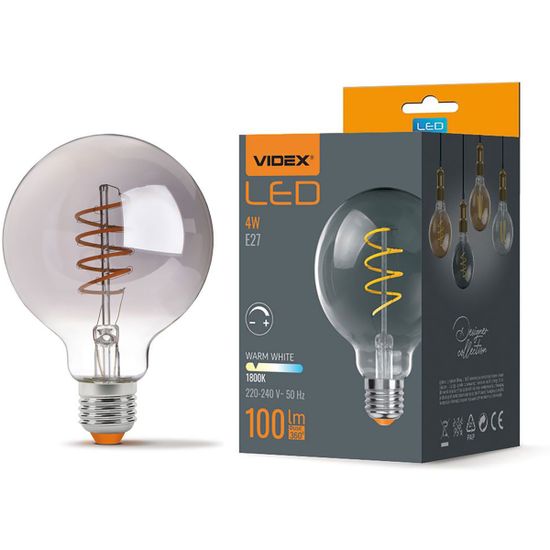 VIDEX Stmívatelná LED žárovka E27 G95 4W = 35W 100lm 1800K Teplá bílá