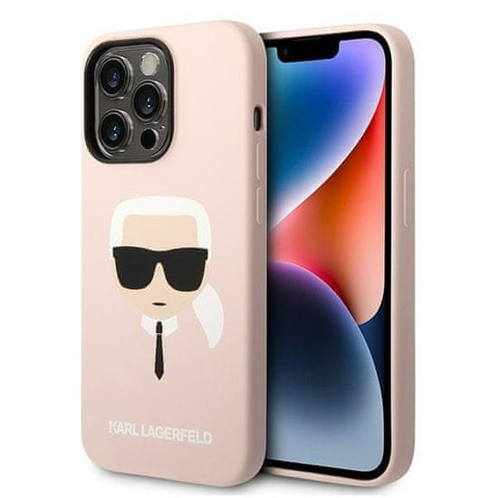 Karl Lagerfeld KLHMP14XSLKHLP hard silikonové pouzdro iPhone 14 PRO MAX 6.7" light pink Silicone Karl`s Head Magsafe