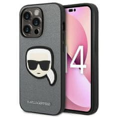 Karl Lagerfeld KLHCP14XSAPKHG hard silikonové pouzdro iPhone 14 PRO MAX 6.7" silver Saffiano Karl`s Head Patch