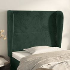 Greatstore Čelo postele typu ušák tmavě zelené 83 x 23 x 118/128 cm samet