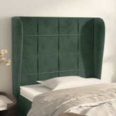 Greatstore Čelo postele typu ušák tmavě zelená 93x23x118/128 cm samet