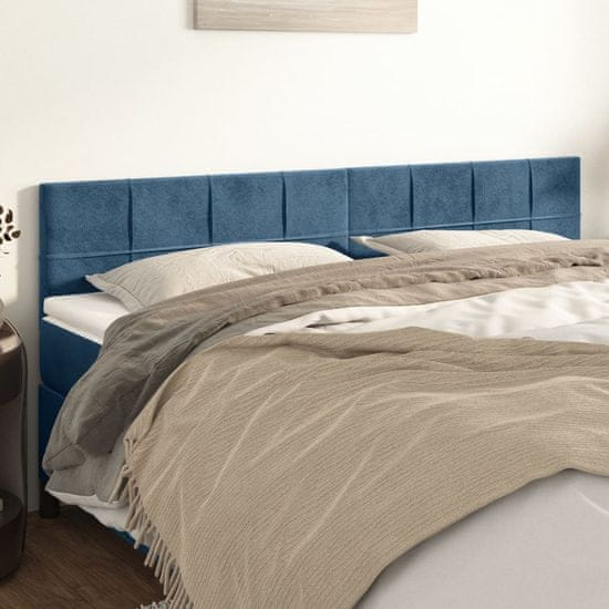 Vidaxl Čelo postele 2 ks tmavě modré 80 x 5 x 78/88 cm samet