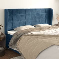 Greatstore Čelo postele typu ušák tmavě modrá 203x23x118/128 cm samet