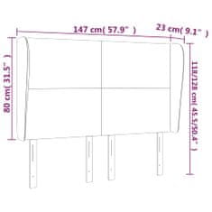 Vidaxl Čelo postele typu ušák černé 147x23x118/128 cm samet