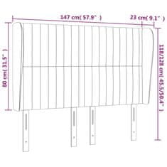 Greatstore Čelo postele typu ušák tmavě šedé 147x23x118/128 cm samet