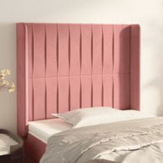 Greatstore Čelo postele typu ušák růžové 103x16x118/128 cm samet