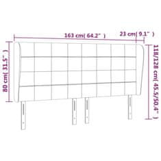 Vidaxl Čelo postele typu ušák růžová 163x23x118/128 cm samet