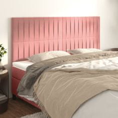 Vidaxl Čelo postele 4 ks růžové 100x5x78/88 cm samet