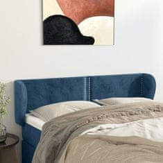 Greatstore Čelo postele typu ušák tmavě modré 147x23x78/88 cm samet