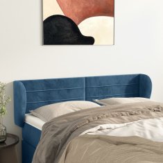 Greatstore Čelo postele typu ušák tmavě modré 147x23x78/88 cm samet