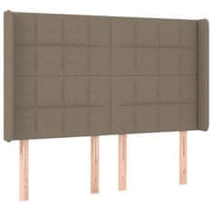 Greatstore Čelo postele s LED taupe 147 x 16 x 118/128 cm textil