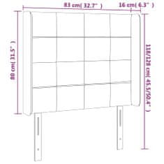 Vidaxl Čelo postele s LED tmavě šedé 83 x 16 x 118/128 cm samet