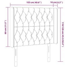 Greatstore Čelo postele s LED tmavě šedé 103 x 16 x 118/128 cm samet