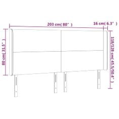 Vidaxl Čelo postele s LED světle šedé 203 x 16 x 118/128 cm samet