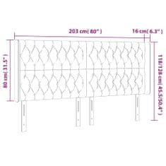 Vidaxl Čelo postele s LED světle šedé 203 x 16 x 118/128 cm samet