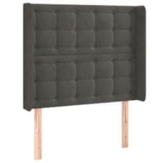 Greatstore Čelo postele s LED tmavě šedé 103 x 16 x 118/128 cm samet