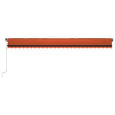 Greatstore Ručně zatahovací markýza s LED světlem 600x350 cm oranžovohnědá