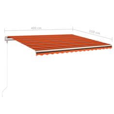 Petromila Automatická markýza LED a senzor větru 400x350 cm oranžovohnědá