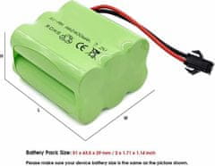 YUNIQUE GREEN-CLEAN 7.2V 2400mAh RC NiMH baterie s USB nabíjecím kabelem a 2P SM konektorem, pro RC auta RC nádrže RC lodě