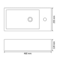 Vidaxl Umyvadlo otvor na baterii obdélníkové keramické bílé 46x25,5x12cm