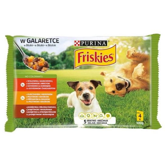 Friskies Friskies Adult Beef Chicken Lamb 4x100 g kapsička pro dospělé psy v želé