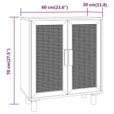 Greatstore Příborník hnědý 60x30x70 cm masivní borovice a přírodní ratan