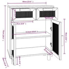 Greatstore Příborník hnědý 60x30x75 cm masivní borovice a přírodní ratan