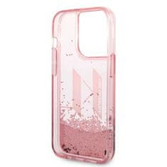 Karl Lagerfeld KLHCP14LLBKLCP hard silikonové pouzdro iPhone 14 PRO 6.1" pink Liquid Glitter Big KL