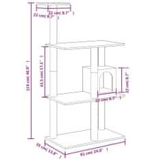 Greatstore Škrabadlo pro kočky se sisalovými sloupky tmavě šedé 119 cm