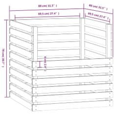 Vidaxl Kompostér bílý 80 x 80 x 78 cm masivní borové dřevo