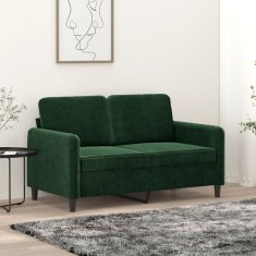 Greatstore 2místná pohovka tmavě zelená 120 cm samet