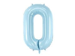 PartyDeco Fóliový balónek Číslo 0 světle modrý 86cm