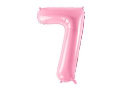 PartyDeco Fóliový balónek Číslo 7 světle růžový 86cm