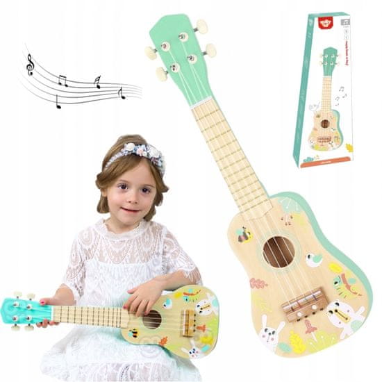 Tooky Toy Dřevěná ukulele kytara pro děti 3+