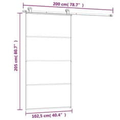 Vidaxl Posuvné dveře s kováním 102,5 x 205 cm ESG sklo a hliník